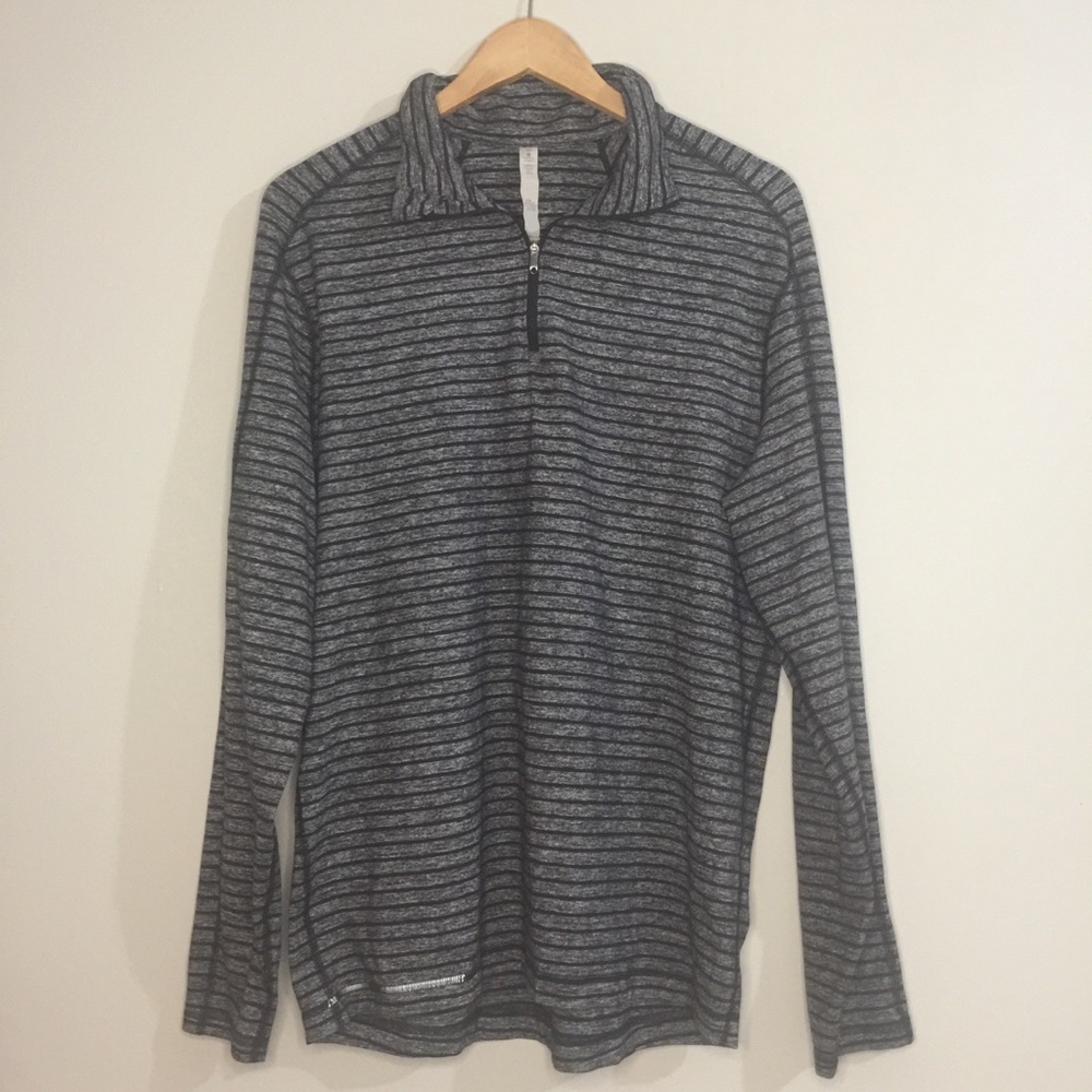 Lululemon size XL 1/2 Zip Raven Stripe Black - Picture 2 of 12